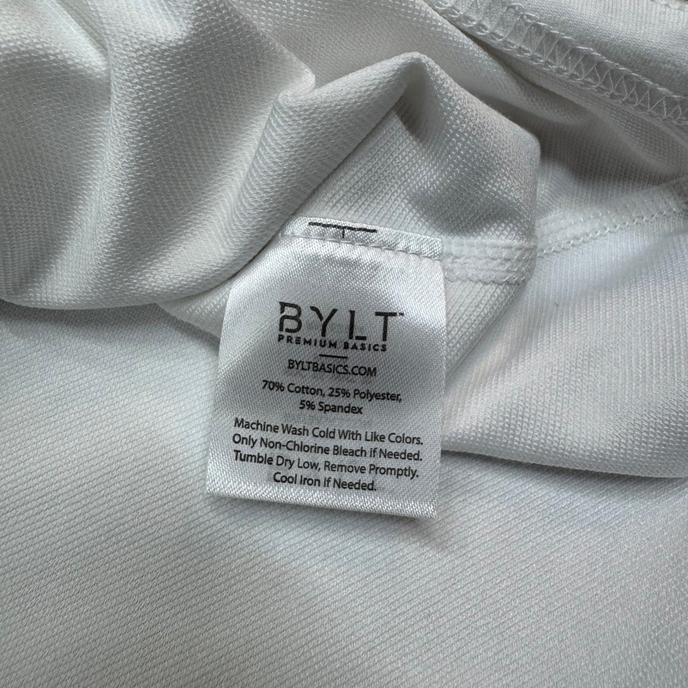 BYLT Premium Basics Mens XL Drop Cut Short Sleeve Lux White Curved Hem Tee - Picture 7 of 8